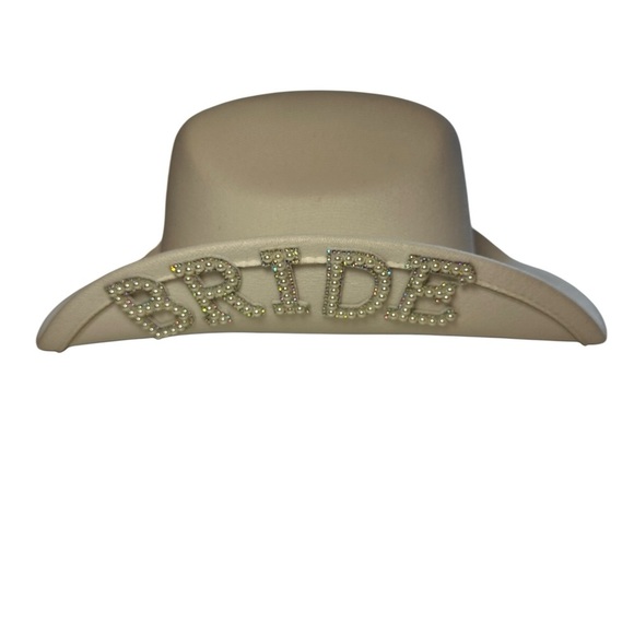 Bride Adjustable Pearl Cowgirl Hat - Picture 2 of 8
